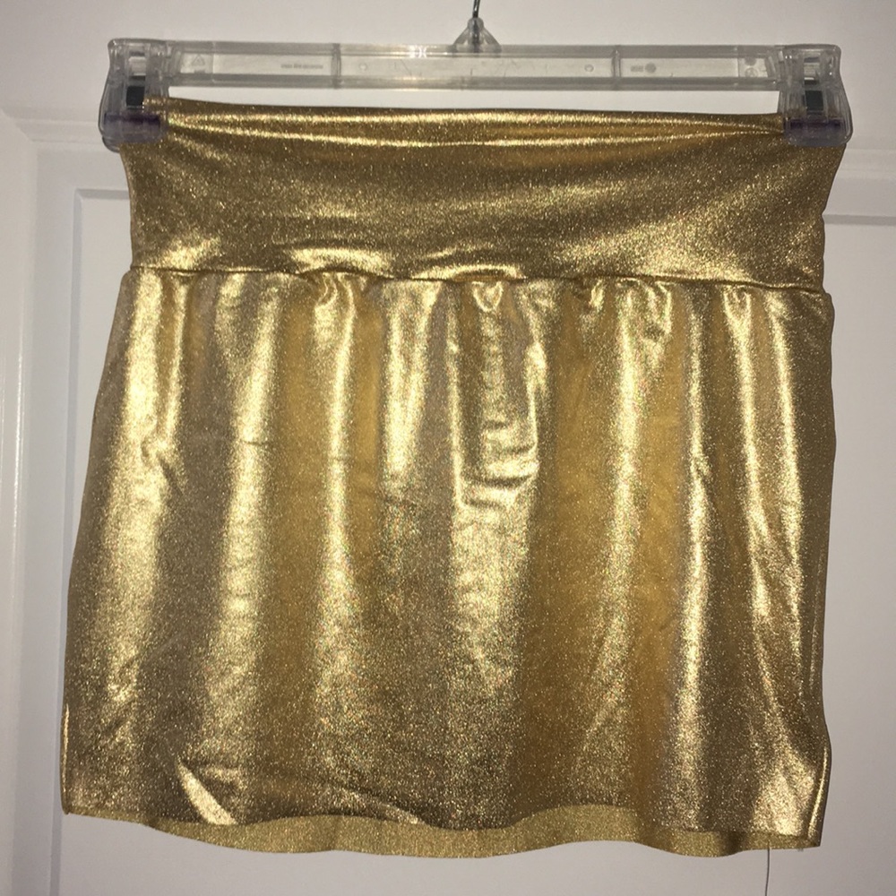 American Apparel Shiny Gold Mini Skirt